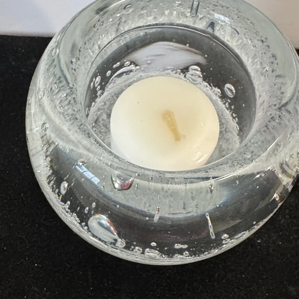 Vintage Sommerso style art glass votive candle holder (heavy)
